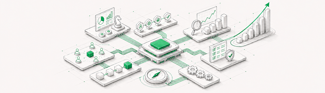 Visual representation of B2B growth consulting, showcasing interconnected data and analytics for strategic decision-making.